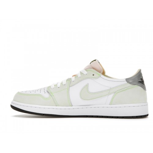 Кроссы Jordan 1 Retro Low White Ghost Green Black - мужская сетка размеров
