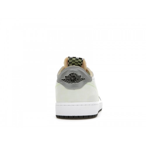 Кроссы Jordan 1 Retro Low White Ghost Green Black - мужская сетка размеров
