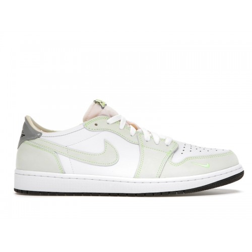 Кроссы Jordan 1 Retro Low White Ghost Green Black - мужская сетка размеров