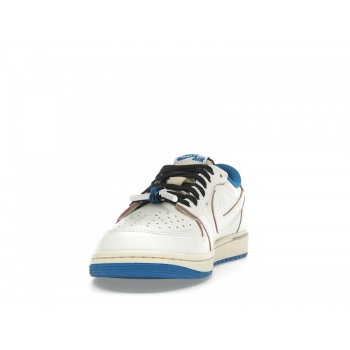 Кроссы Jordan 1 Retro Low OG SP Fragment x Travis Scott Sail Military Blue - мужская сетка размеров