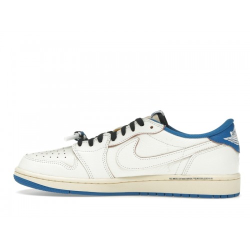 Кроссы Jordan 1 Retro Low OG SP Fragment x Travis Scott Sail Military Blue - мужская сетка размеров