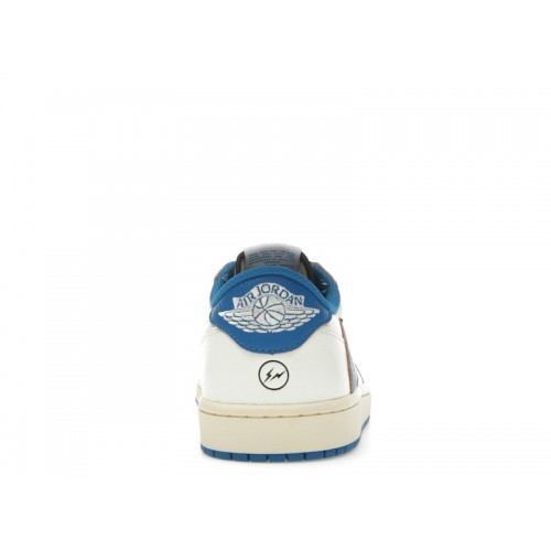 Кроссы Jordan 1 Retro Low OG SP Fragment x Travis Scott Sail Military Blue - мужская сетка размеров