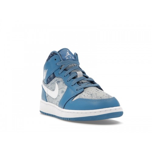 Air Jordan 1 Mid GS Washed Denim - подростковая сетка размеров Air Jordan 1 Mid GS Washed Denim - подростковая сетка размеров