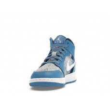 Подростковые Jordan 1 Mid Washed Denim (GS)