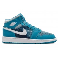 Подростковые кроссовки Jordan 1 Mid Washed Denim (GS)