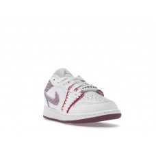 Подростковые Jordan 1 Low White Light Bordeaux (GS)