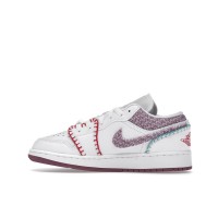 Подростковые Jordan 1 Low White Light Bordeaux (GS)
