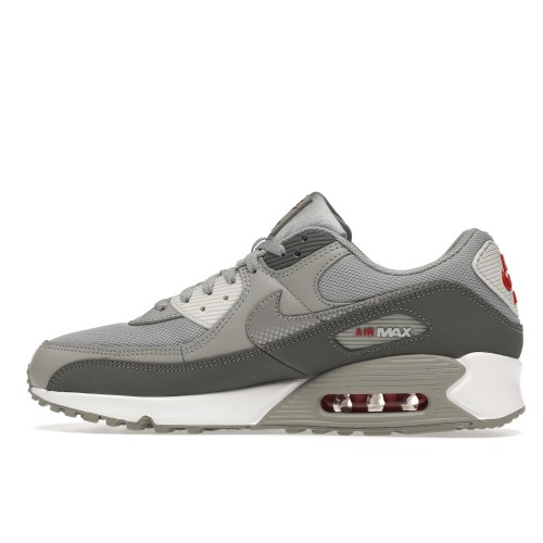 Кроссы Nike Air Max 90 Grey Red - мужская сетка размеров