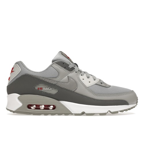 Кроссы Nike Air Max 90 Grey Red - мужская сетка размеров