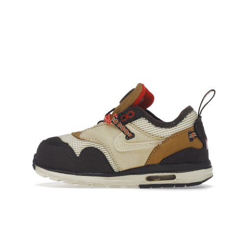 Кроссы Nike Air Max 1 Travis Scott Cactus Jack Baroque Brown (TD) - детская сетка размеров