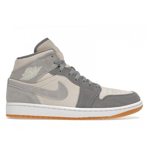 Кроссы Jordan 1 Mid SE Coconut Milk Particle Grey - мужская сетка размеров