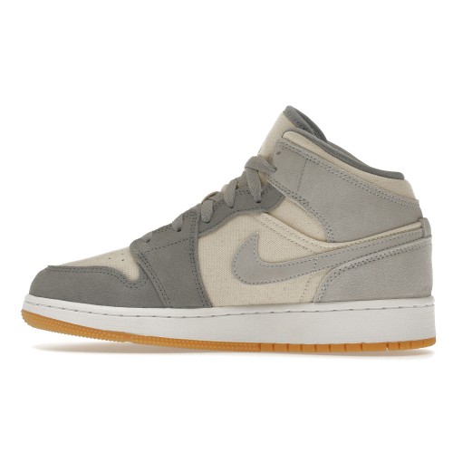 Кроссы Jordan 1 Mid SE Coconut Milk Particle Grey (GS) - подростковая сетка размеров
