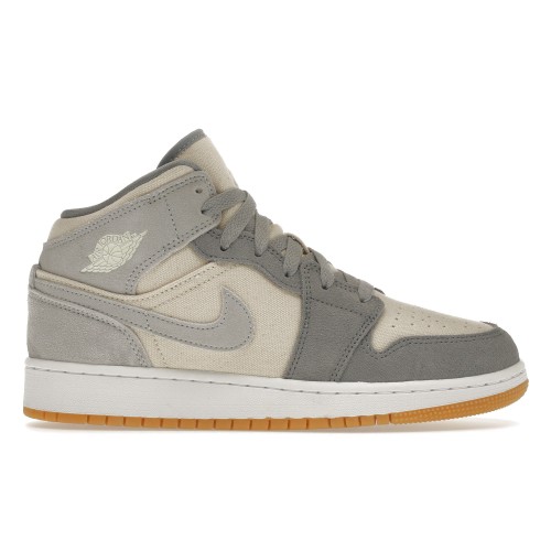 Кроссы Jordan 1 Mid SE Coconut Milk Particle Grey (GS) - подростковая сетка размеров