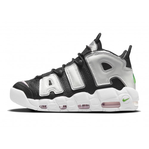 Кроссы Nike Air More Uptempo Black White Green (W) - женская сетка размеров