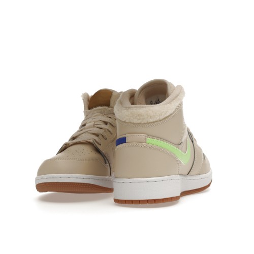 Кроссы Jordan 1 Mid Utility Fleece Pearl White (GS) - подростковая сетка размеров