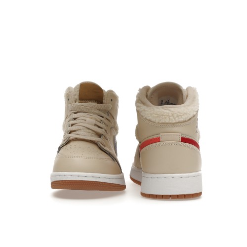 Кроссы Jordan 1 Mid Utility Fleece Pearl White (GS) - подростковая сетка размеров