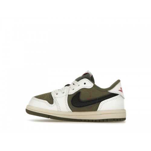 Кроссы Jordan 1 Retro Low OG SP Travis Scott Medium Olive (TD) - детская сетка размеров