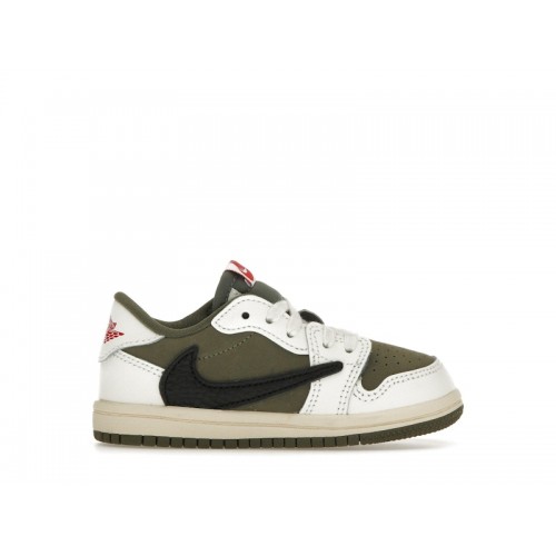 Кроссы Jordan 1 Retro Low OG SP Travis Scott Medium Olive (TD) - детская сетка размеров