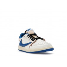 Детские Jordan 1 Retro Low OG SP Fragment x Travis Scott Sail Military Blue (PS)