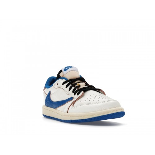 Fragment Design x Travis Scott x Air Jordan 1 Retro Low OG SP PS Sail Military Blue - детская сетка размеров
