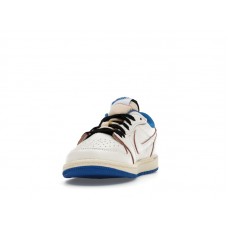 Детские Jordan 1 Retro Low OG SP Fragment x Travis Scott Sail Military Blue (PS)