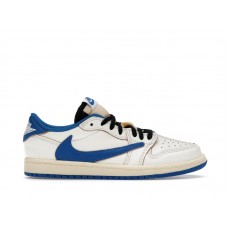 Детские Jordan 1 Retro Low OG SP Fragment x Travis Scott Sail Military Blue (PS)