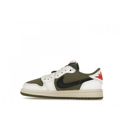 Кроссы Jordan 1 Retro Low OG SP Travis Scott Medium Olive (PS) - детская сетка размеров