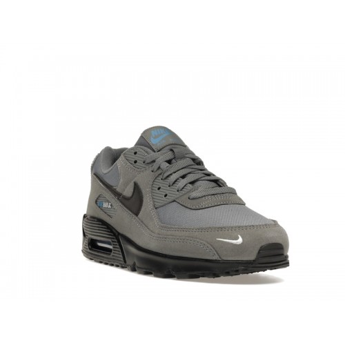 Кроссы Nike Air Max 90 Smoke Grey Light Photo Blue - мужская сетка размеров