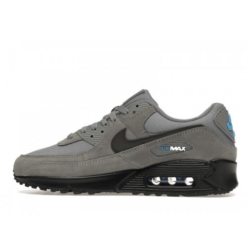 Кроссы Nike Air Max 90 Smoke Grey Light Photo Blue - мужская сетка размеров