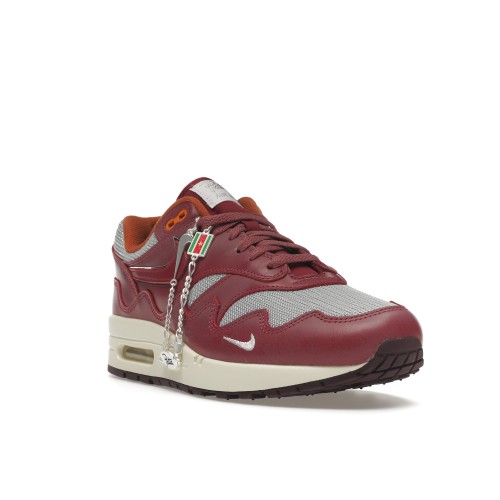 Кроссы Nike Air Max 1 Patta Waves Rush Maroon (with Bracelet) - мужская сетка размеров