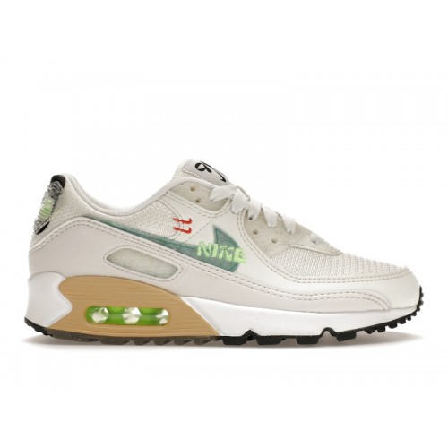 Кроссы Nike Air Max 90 SE Summit White Neptune Green (W) - женская сетка размеров