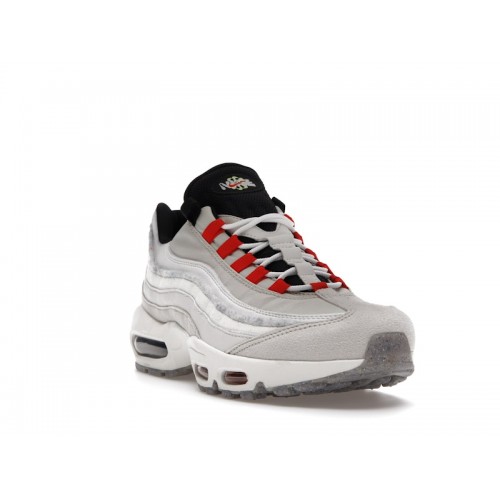 Кроссы Nike Air Max 95 Light Bone Habanero Red - мужская сетка размеров