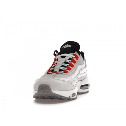 Кроссы Nike Air Max 95 Light Bone Habanero Red - мужская сетка размеров