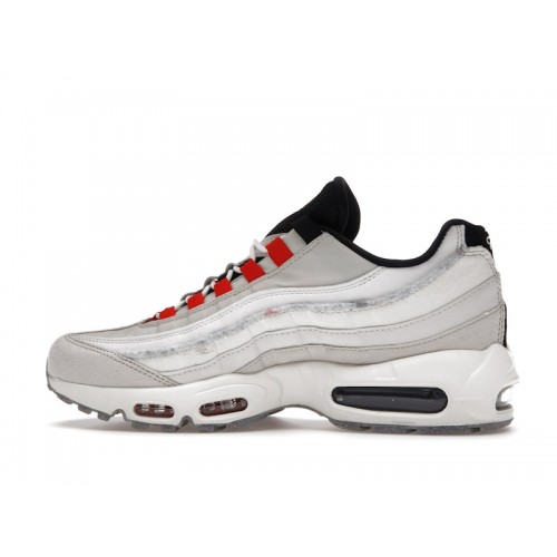 Кроссы Nike Air Max 95 Light Bone Habanero Red - мужская сетка размеров