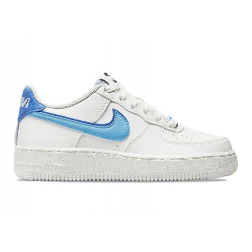Кроссы Nike Air Force 1 Low 82 Double Swoosh White Medium Blue (GS) - подростковая сетка размеров