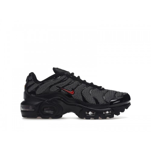 Кроссы Nike Air Max Plus Black University Red Reflective Silver (GS) - подростковая сетка размеров