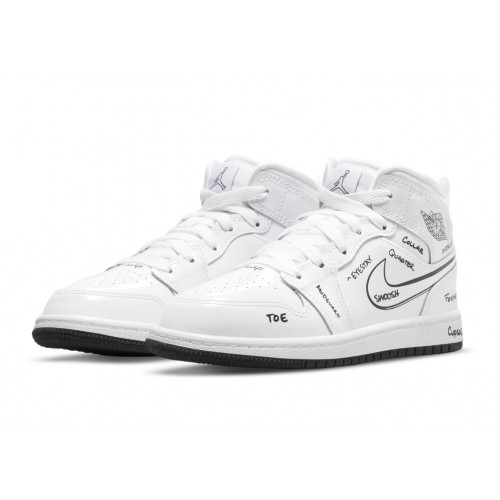 Кроссы Jordan 1 Mid Schematic (PS) - подростковая сетка размеров