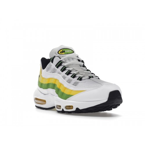 Кроссы Nike Air Max 95 Essential White Green Apple Tour Yellow - мужская сетка размеров