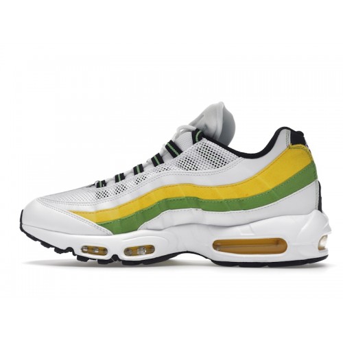 Кроссы Nike Air Max 95 Essential White Green Apple Tour Yellow - мужская сетка размеров