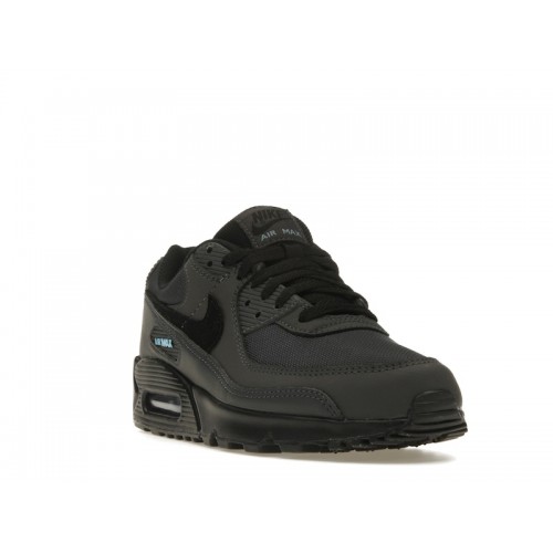 Кроссы Nike Air Max 90 Dark Smoke Grey Laser Blue - мужская сетка размеров