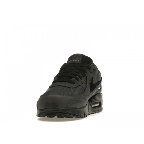 Кроссы Nike Air Max 90 Dark Smoke Grey Laser Blue - мужская сетка размеров