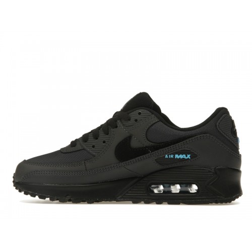 Кроссы Nike Air Max 90 Dark Smoke Grey Laser Blue - мужская сетка размеров