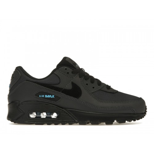 Кроссы Nike Air Max 90 Dark Smoke Grey Laser Blue - мужская сетка размеров