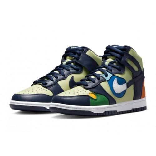 Кроссы Nike Dunk High See Through Pistachio Midnight Navy (W) - женская сетка размеров
