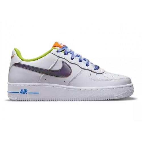 Кроссы Nike Air Force 1 Low LV8 White Magma Orange (GS) - подростковая сетка размеров