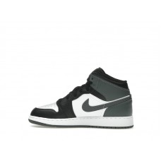 Подростковые Jordan 1 Mid Black White Iron Grey (GS)