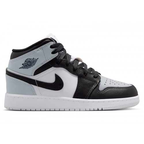 Air Jordan 1 Mid GS Black Aura Squadron Blue - подростковая сетка размеров