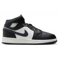Подростковые кроссовки Jordan 1 Mid Off Noir Toe (GS)