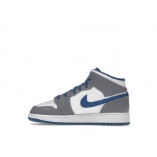 Подростковые Jordan 1 Mid True Blue Cement (GS)