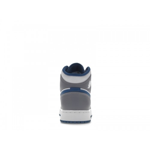Кроссы Jordan 1 Mid True Blue Cement (GS) - подростковая сетка размеров